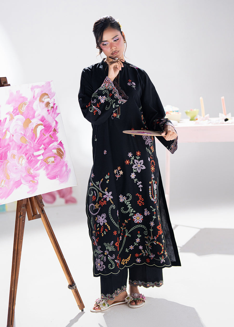Midnight Petal Embroidered Lawn 2-Piece Pret